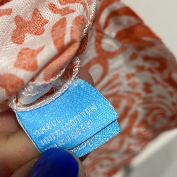 J. McLaughlin tunic small scroll zig zag blue orange coral & white shirt - Picture 4 of 4